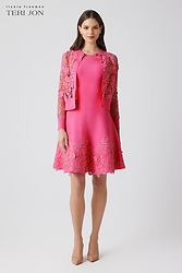 Knit Fit And Flare Lace Trim Dress – Terijon.com