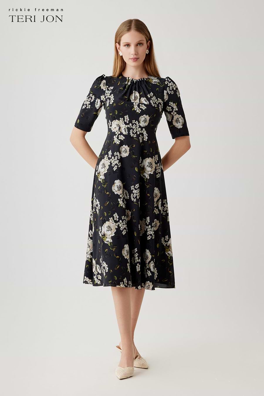 floral crepe short-sleeve dress Lauren Ralph Lauren Women's Floral Crepe Short-Sleeve Dress