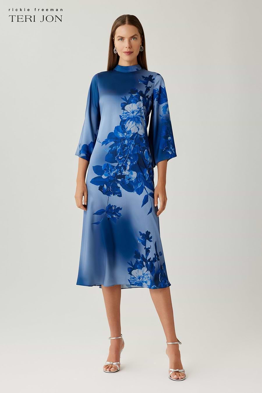 kimono midi dress Linen Wrap Dress: Spice Color V-neck print midi with V Yumi Ivory Bird and Floral