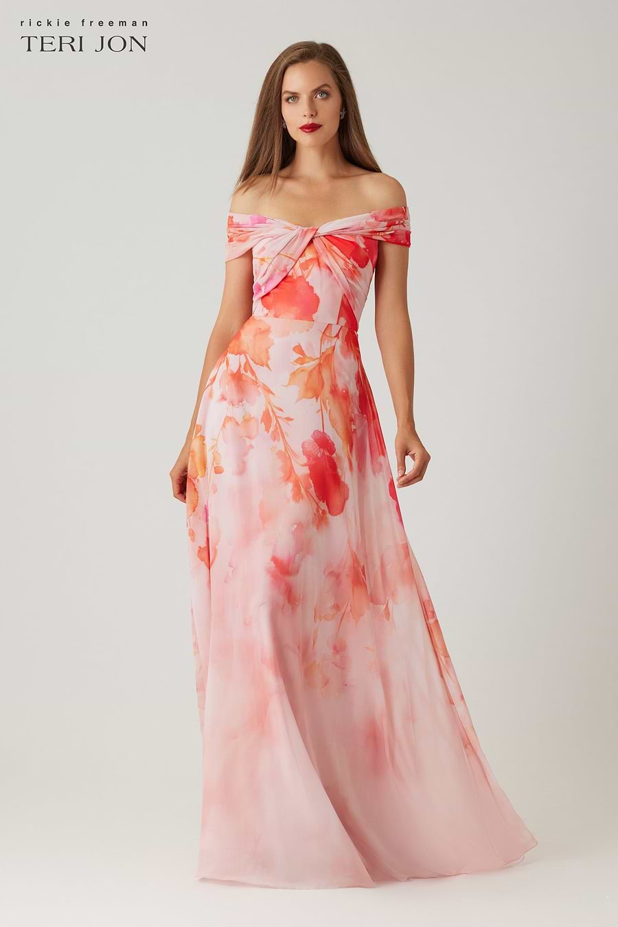 Chiffon Off The Shoulder Twist Gown Chiffon Off The Shoulder Twist Gown