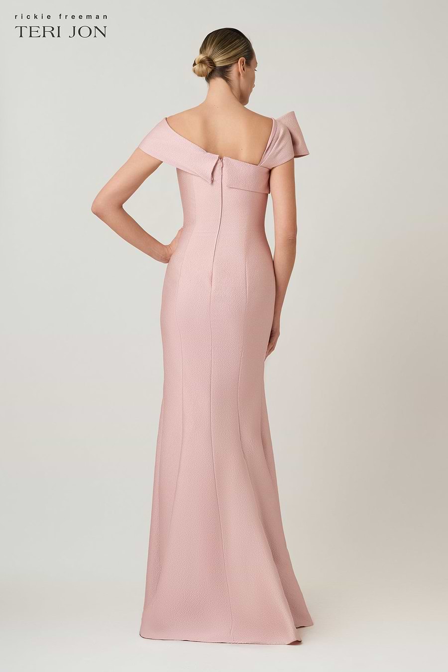 teri jon asymmetrical dress Metallic Jacquard Asymmetrical Off Shoulder Gown