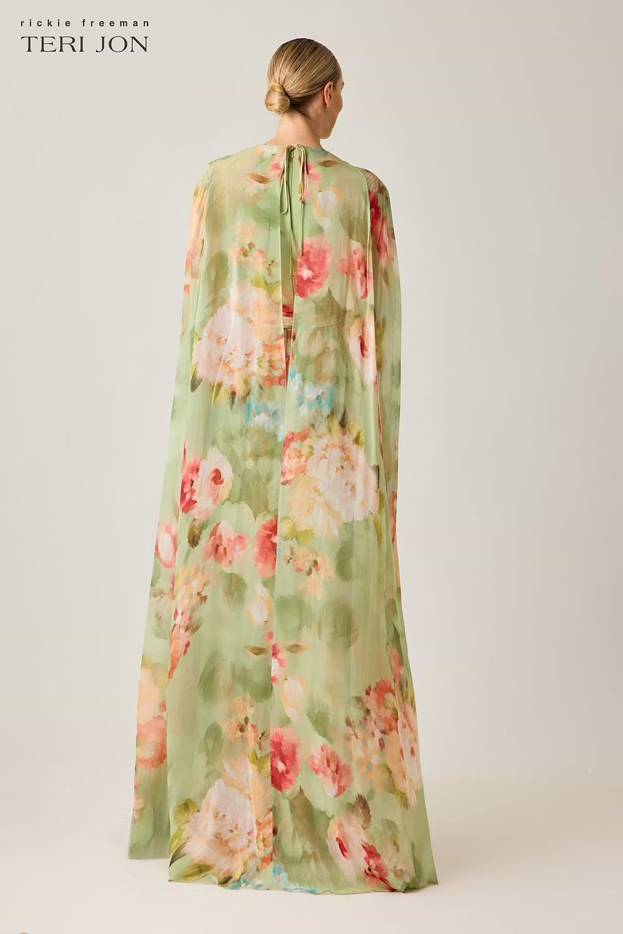 Chiffon Floral Cape Gown Terijon.com Chiffon Floral Cape Gown Terijon.com