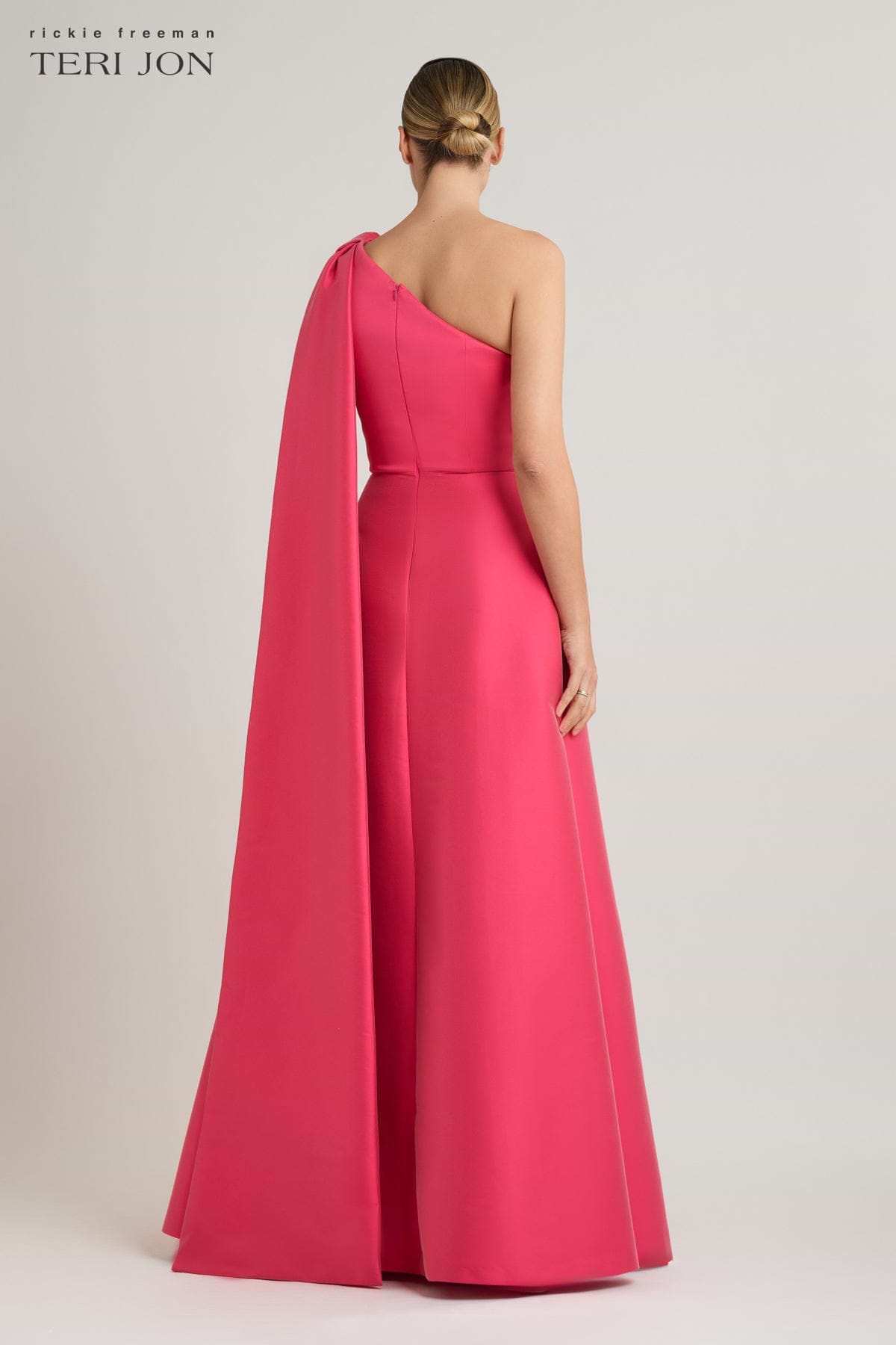 Mikado Bow One Shoulder A Line Skirt Gown – Terijon.com