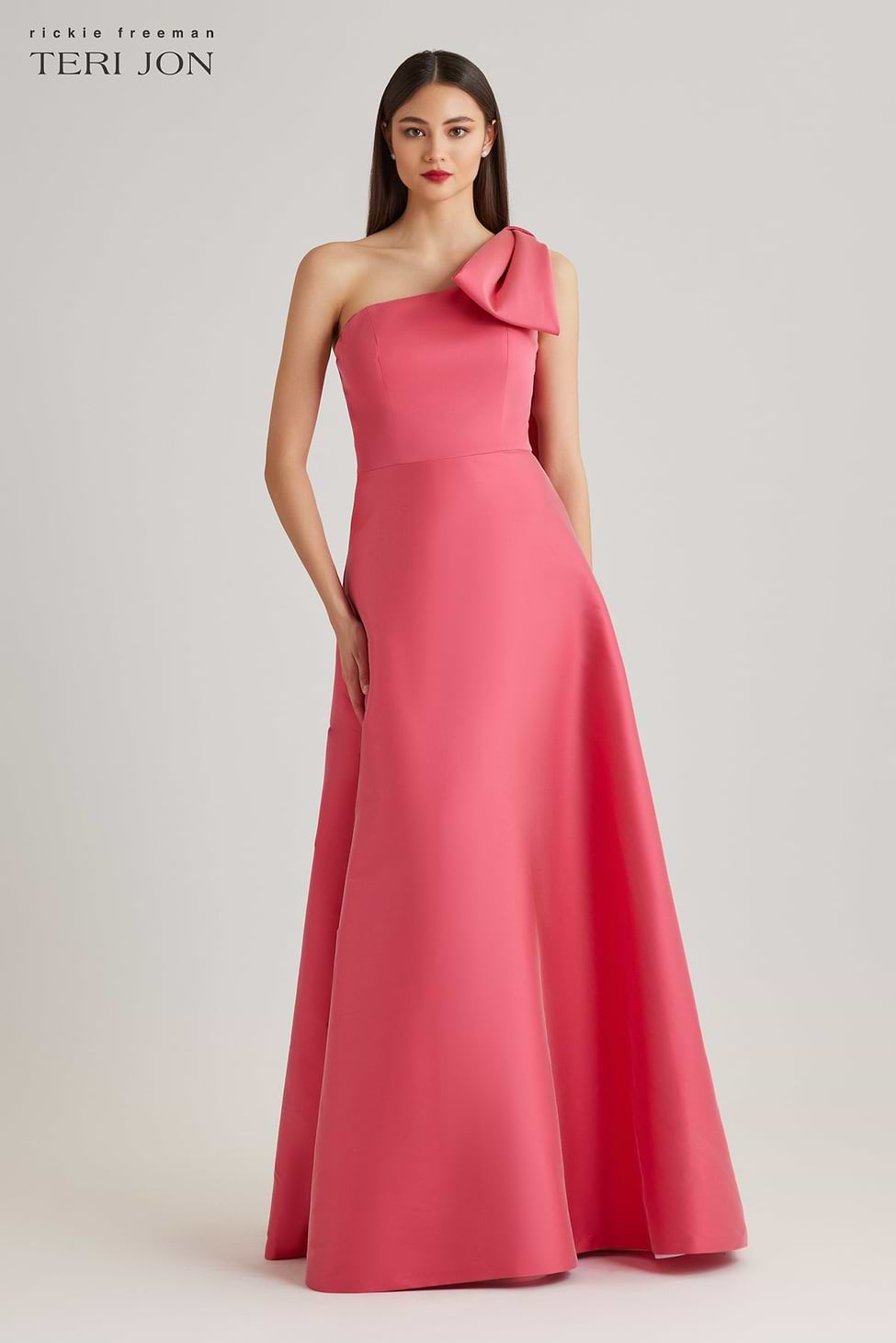 Mikado Bow One Shoulder A Line Skirt Gown – Terijon.com