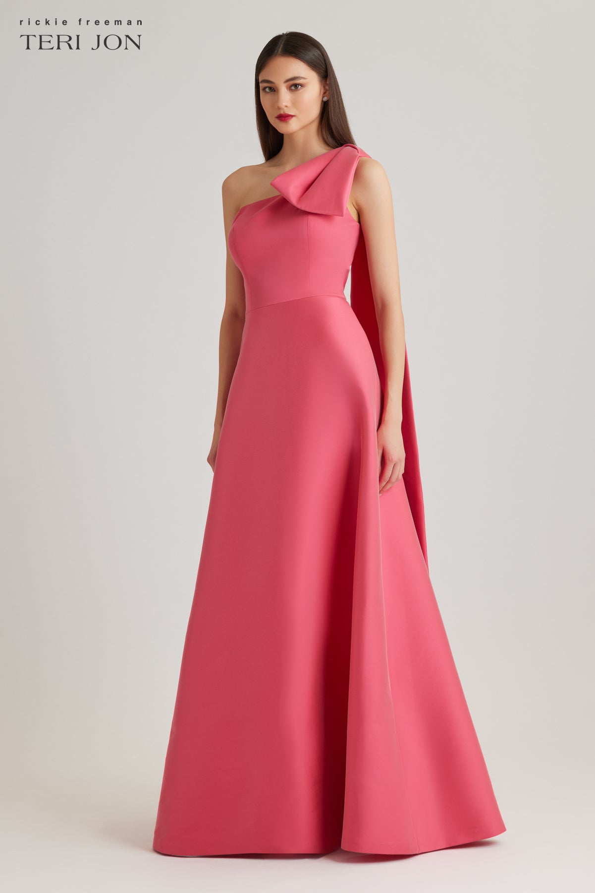 Mikado Bow One Shoulder A Line Skirt Gown – Terijon.com