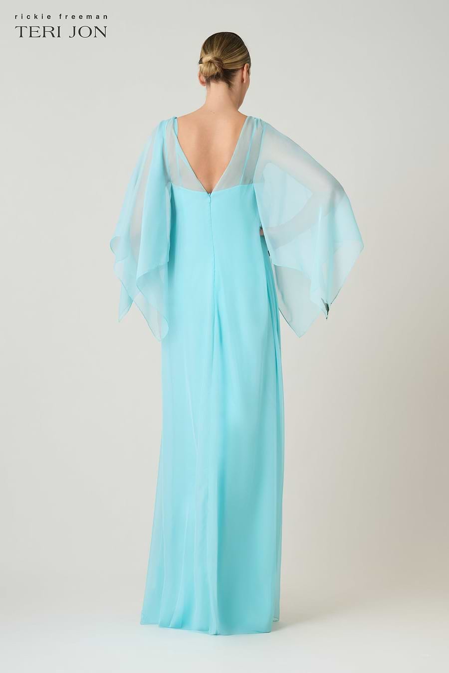 Chiffon Cape Floral Printed Overlay Gown Terijon.com Chiffon Cape Floral Printed Overlay Gown Terijon.com