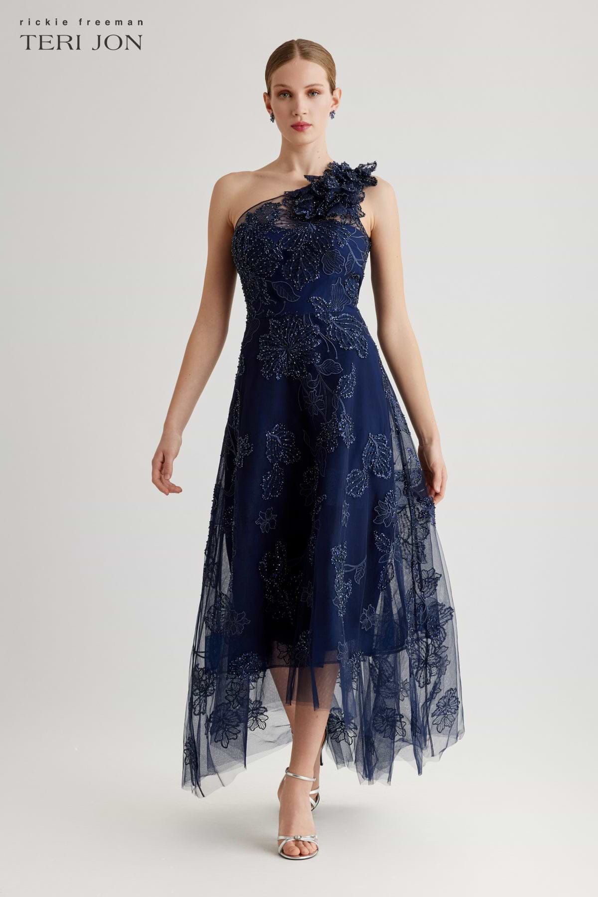 Tulle Beaded High Low Hem Dress – Terijon.com