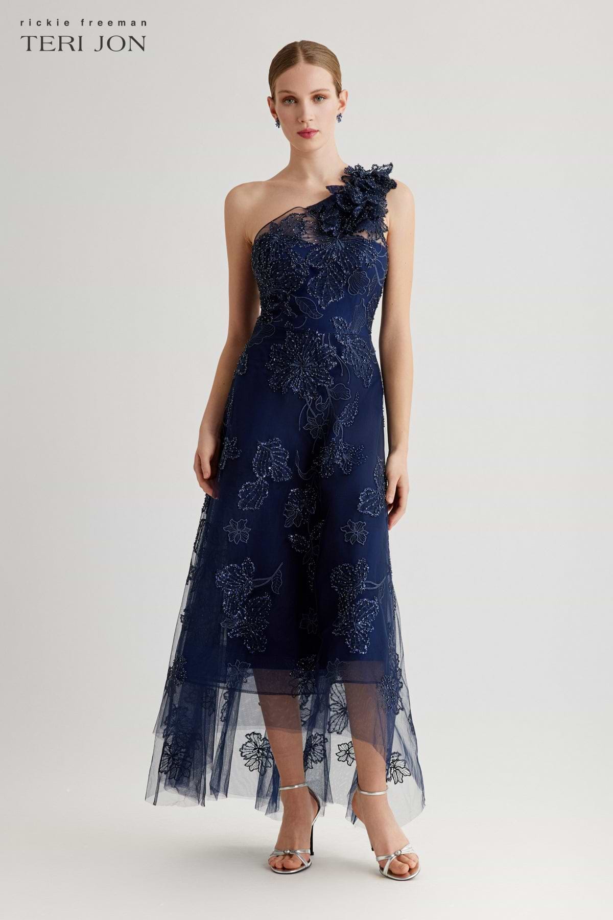 Tulle Beaded High Low Hem Dress – Terijon.com