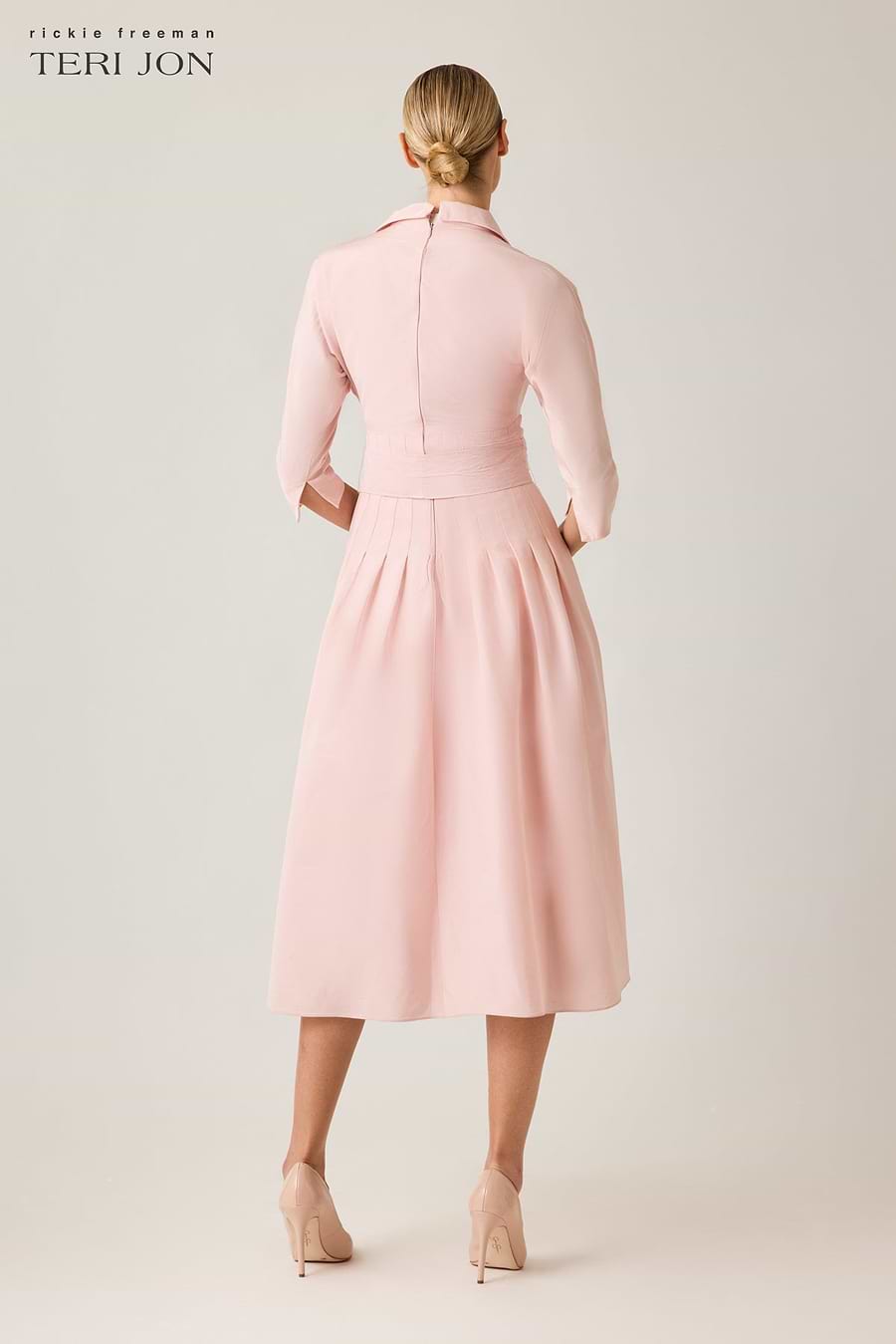 long tee dress Taffeta Tea Length Shirt Dress (with Waist Seam Detail) – Terijon.com