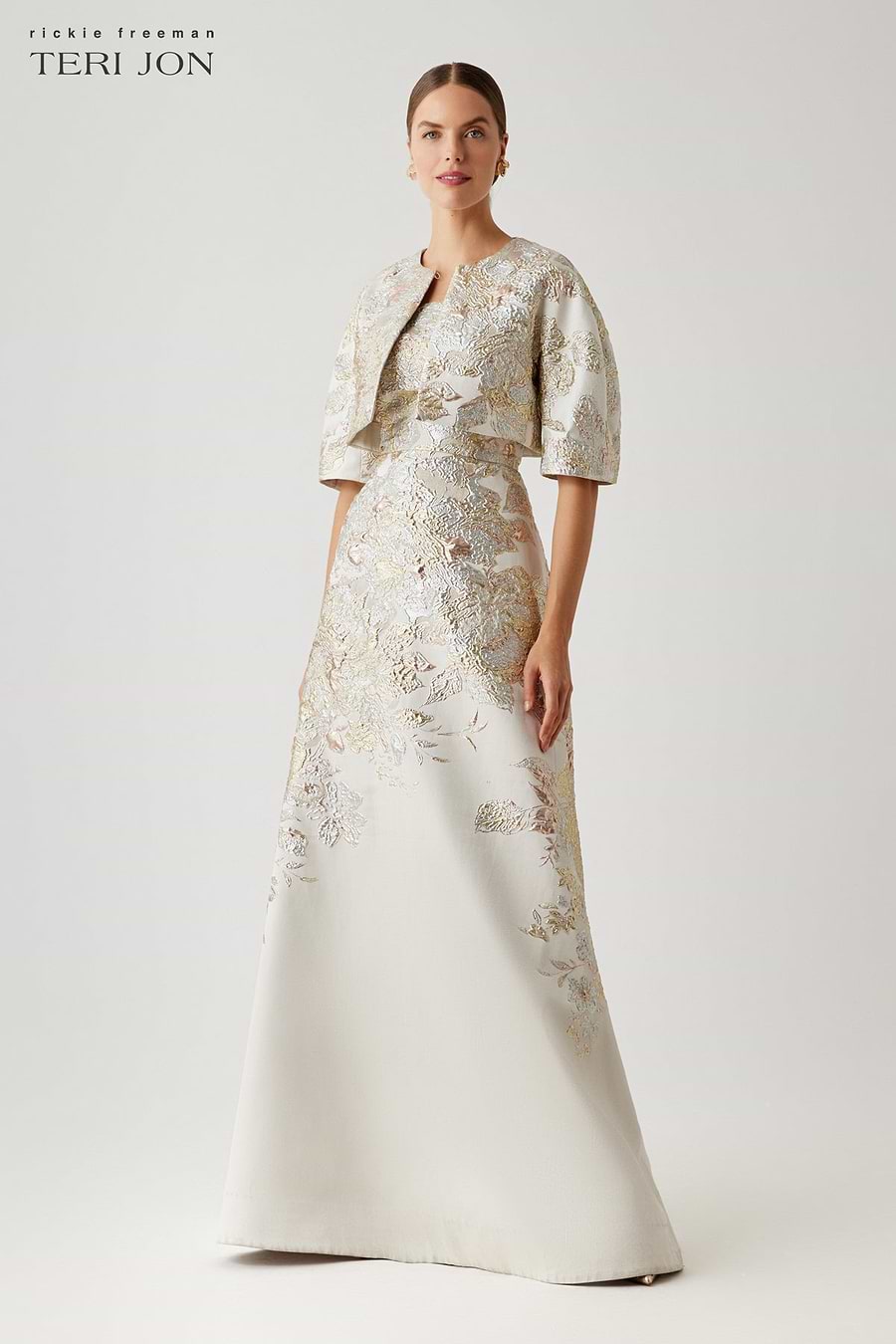 teri jon metallic dress Teri Jon Dress 219043