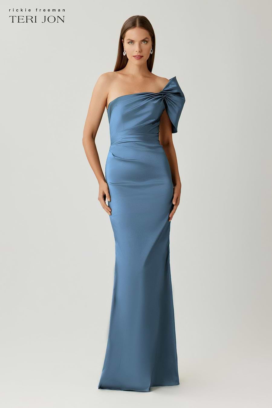ruched taffeta dress Teri Jon By Rickie Freeman Women's Taffeta Gown - Slate
