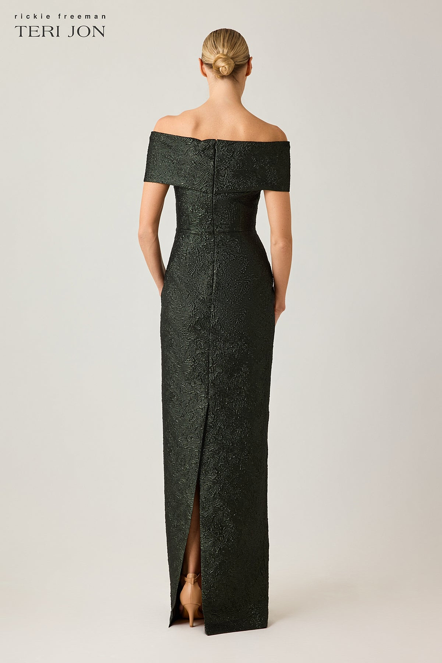 Jacquard Envelope Bodice Off The Shoulder Gown – Terijon.com