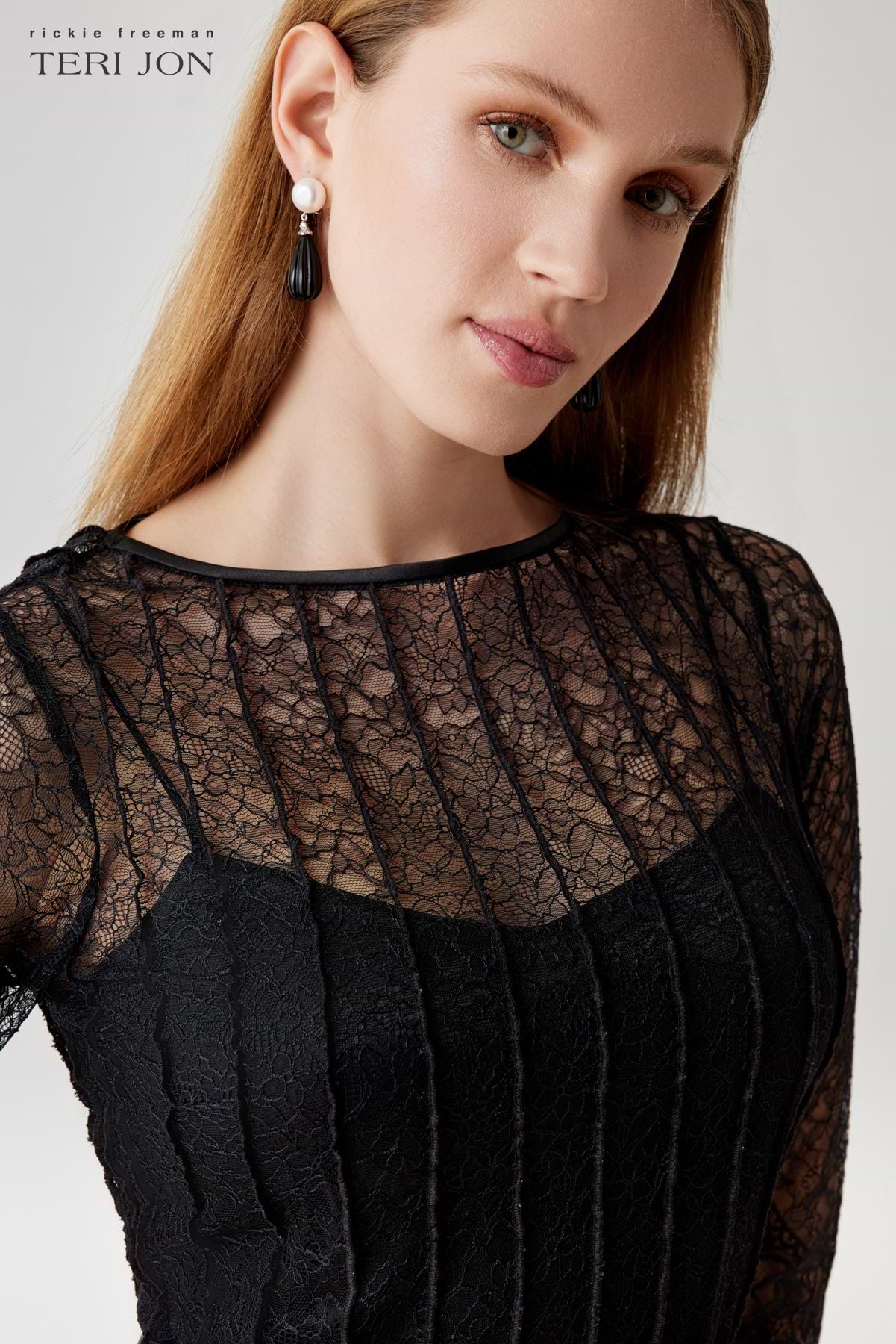 teri jon lace pintuck dress Teri Jon Tea Party Delight Dress
