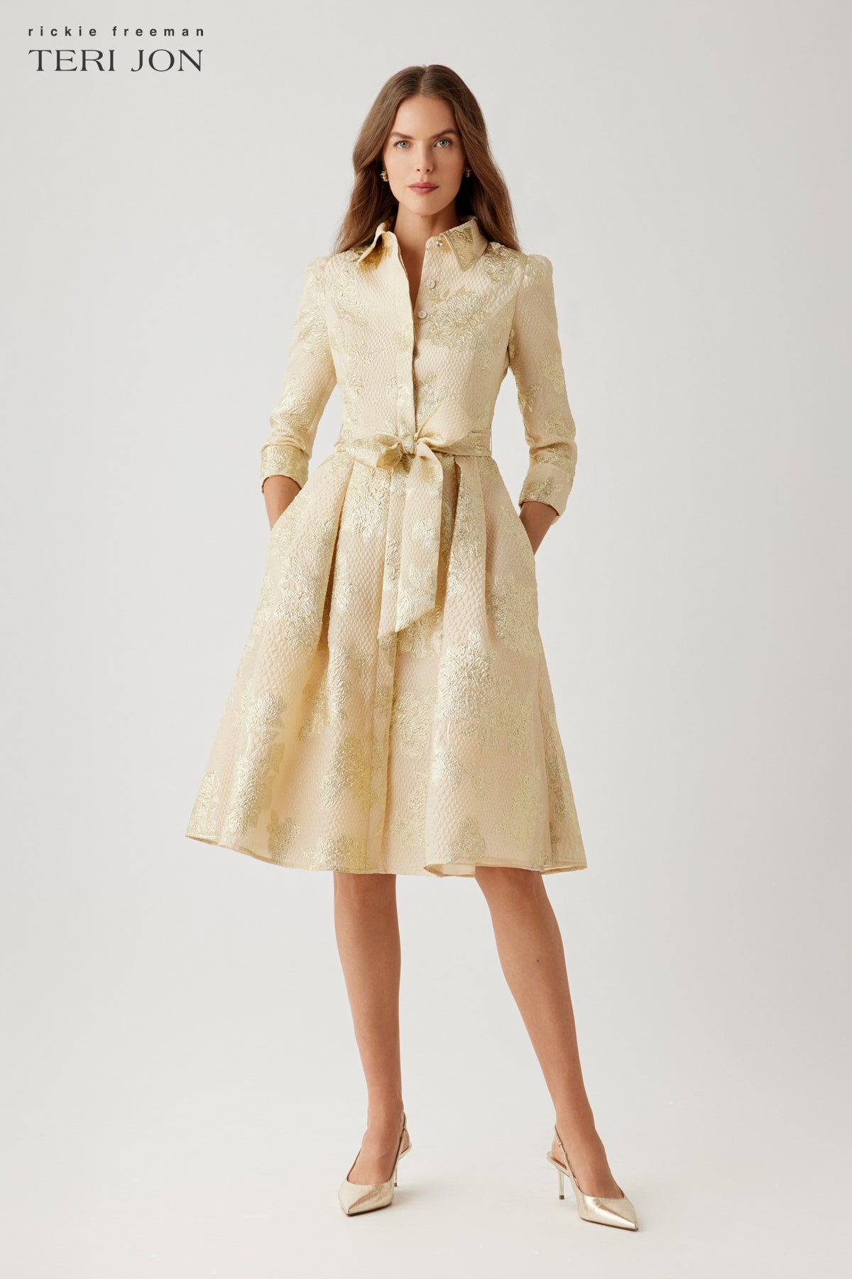 jacquard metallic dress Metallic Jacquard Shirt Dress