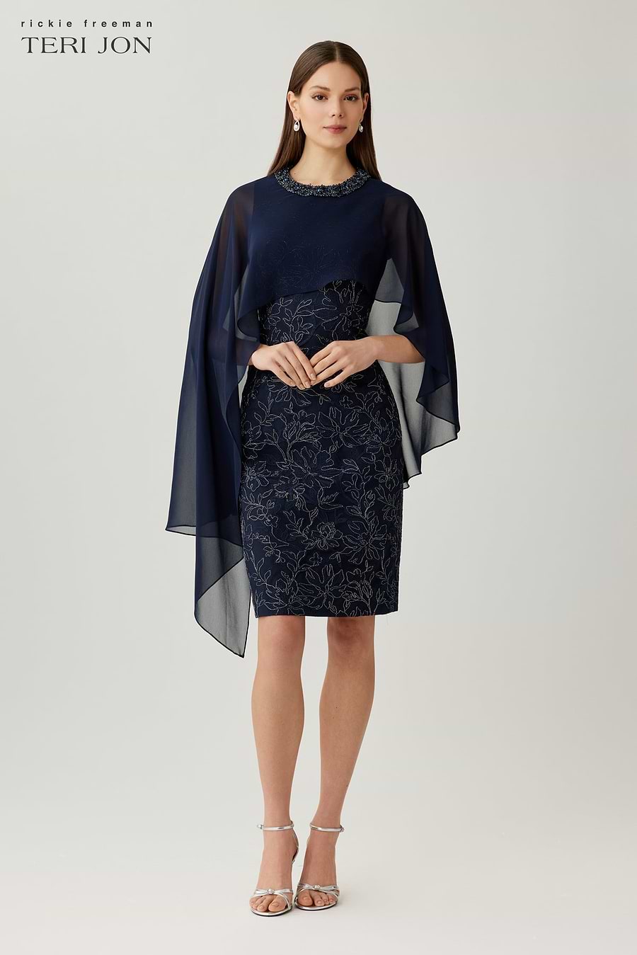 chiffon overlay dresses Agnes Orinda Women's Plus Size Formal Dress V Neck Wedding Guest Cocktail Party Mesh 1X Black 25% Microfiber Teri Jon Chiffon Overlay Embroidered