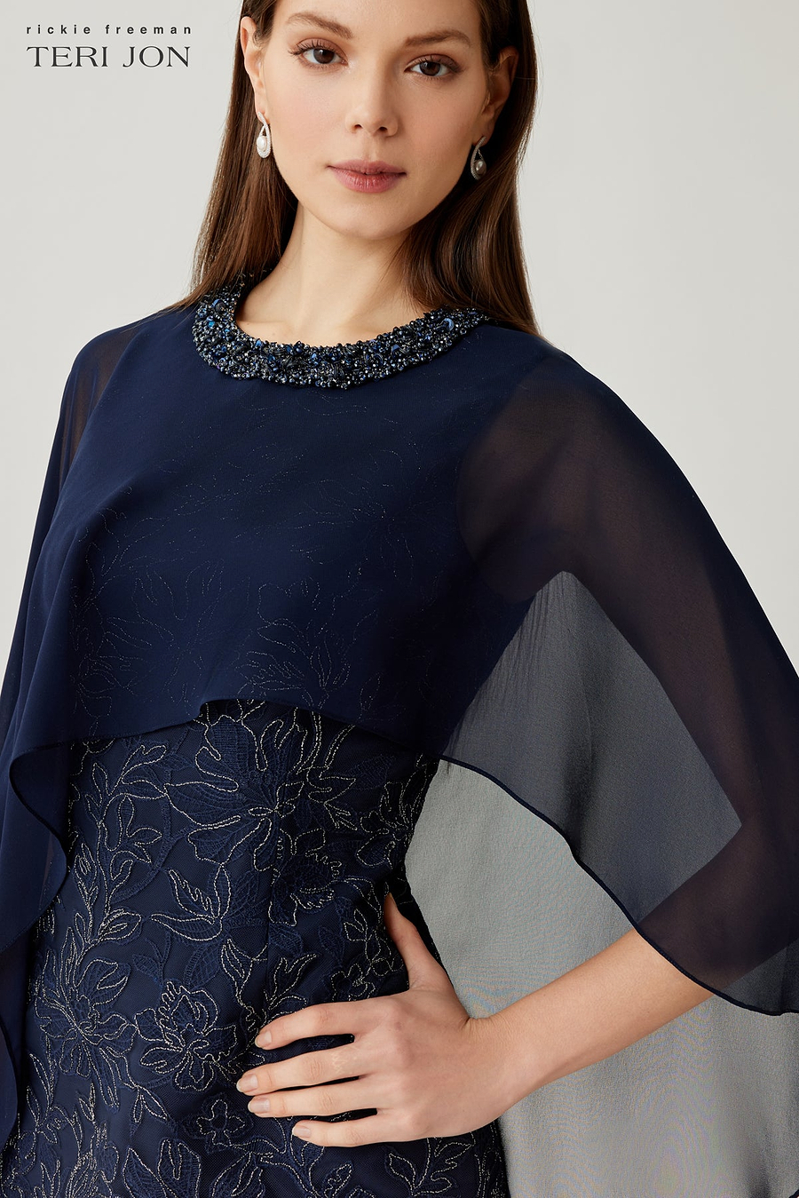 teri jon lace overlay dress Rickie Freeman For Teri Jon Lace Gown