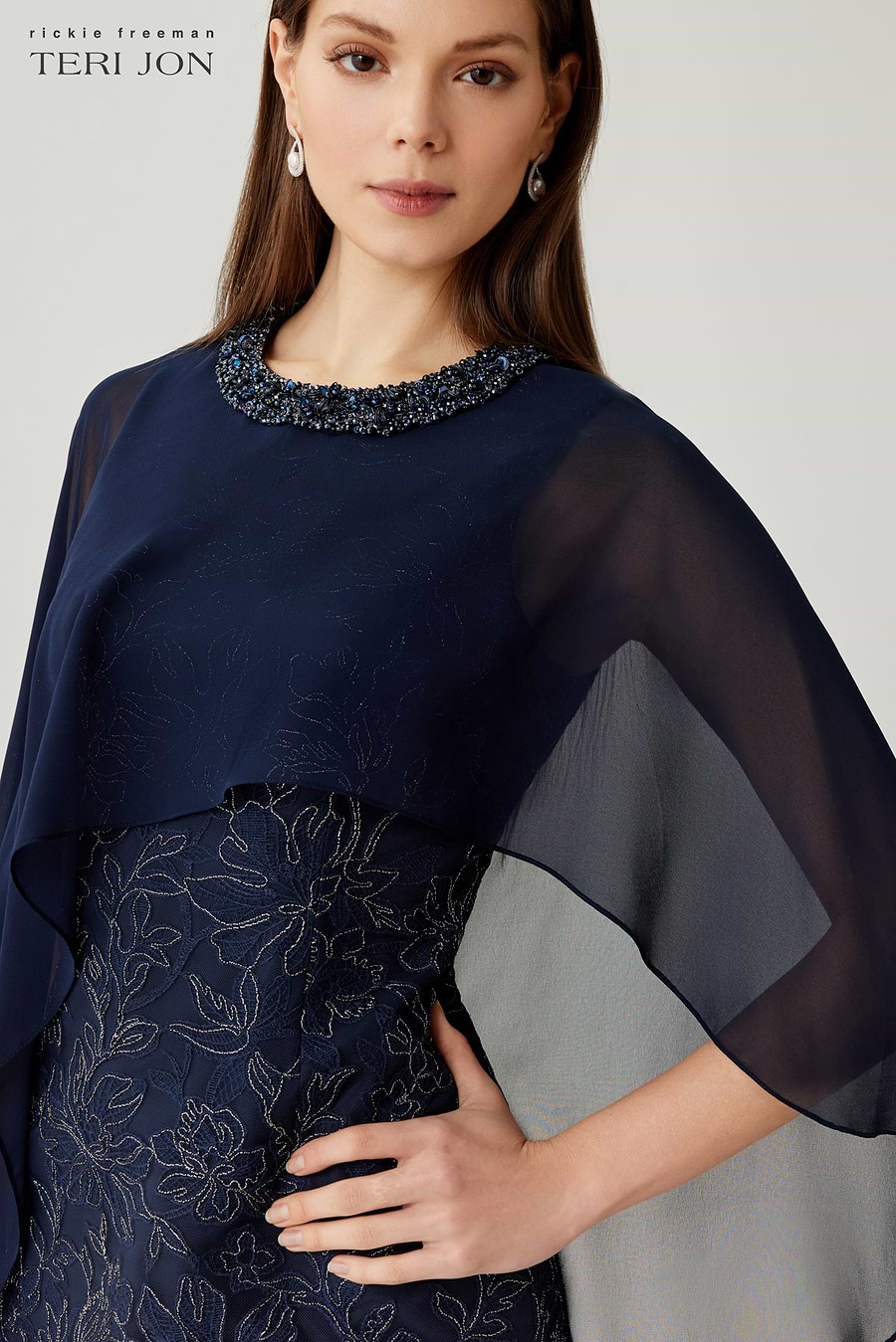 teri jon lace overlay dress Rickie Freeman For Teri Jon Lace Gown