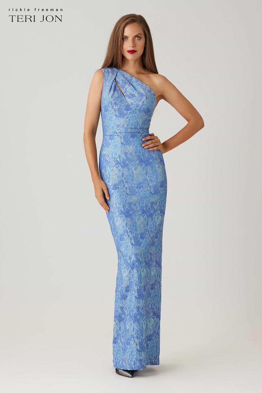 one shoulder jacquard dress Azazie Easton