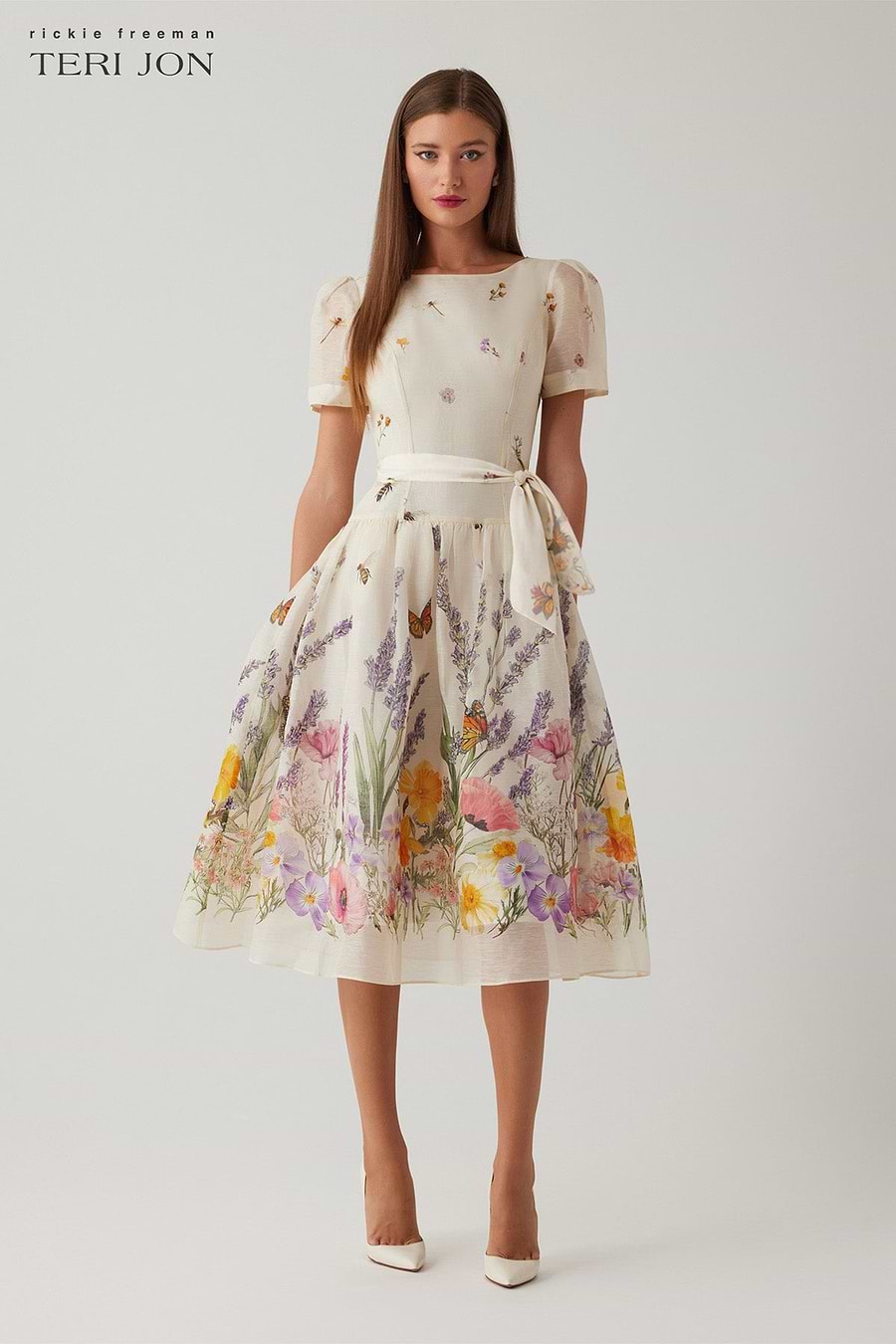 drop waist tea dress Strapless Drop Waist Floral Appliqu Tea Length Dress