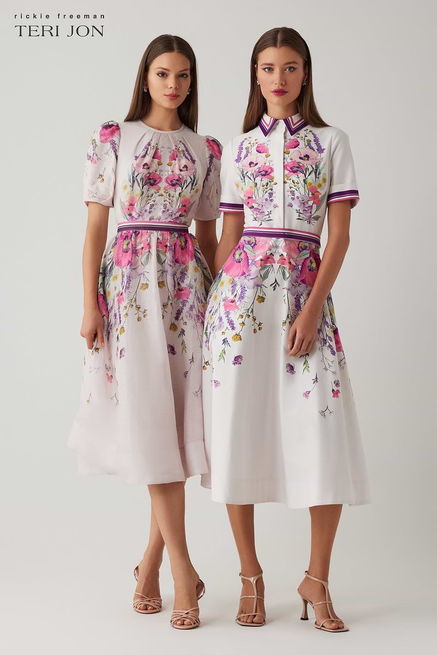 Cotton Shirtwaist Floral Print Stripe Trim Dress – Terijon.com