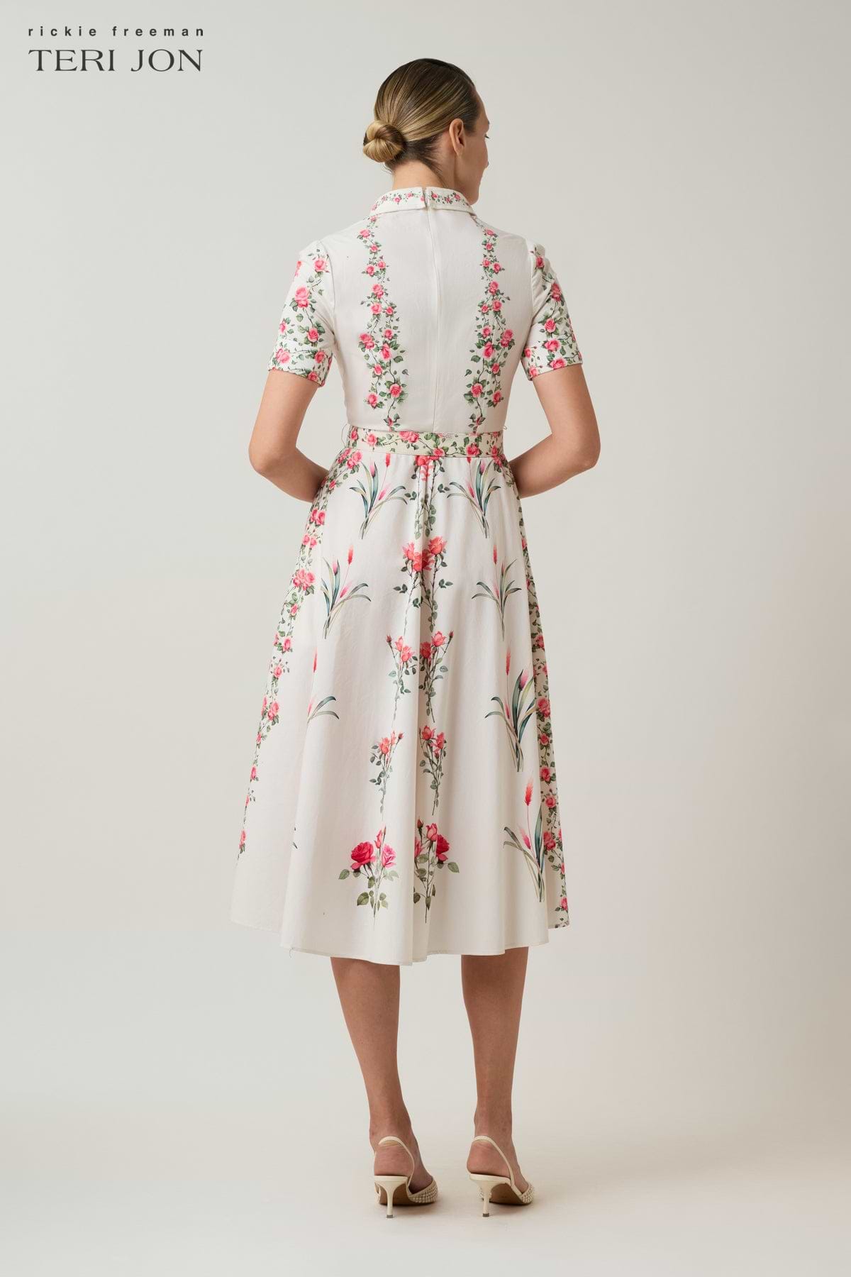 Teri Jon Cotton Shirt Waist Print Dress Size 2