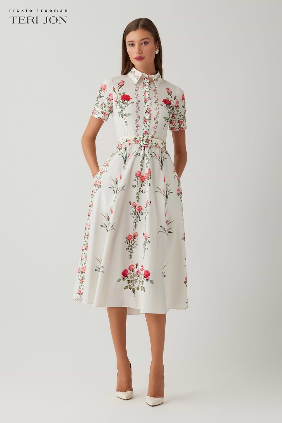 cotton shirtwaist dress Helen Shirtwaist Dress Brown | Size XXS