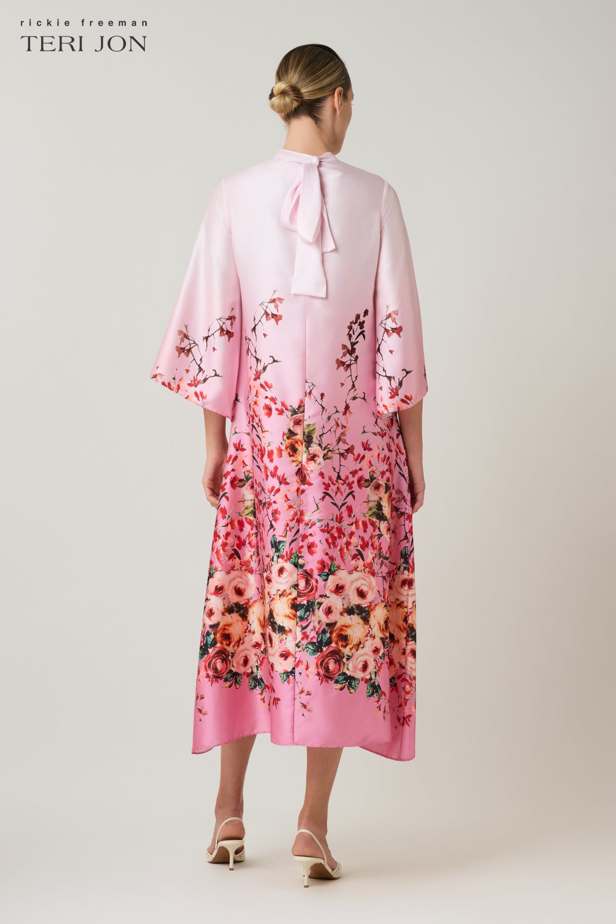 teri jon midi dress Teri Jon Mock Neck Border Print Midi Dress Size 2