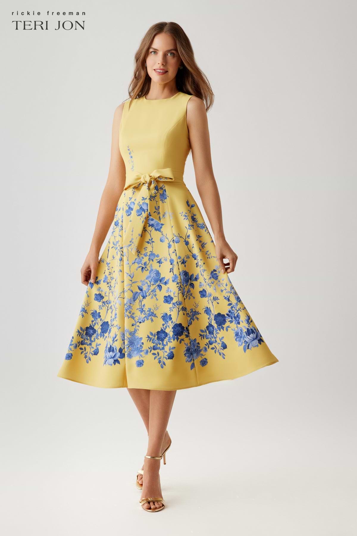 Crepe Floral Printed A-line Dress  Terijon.com