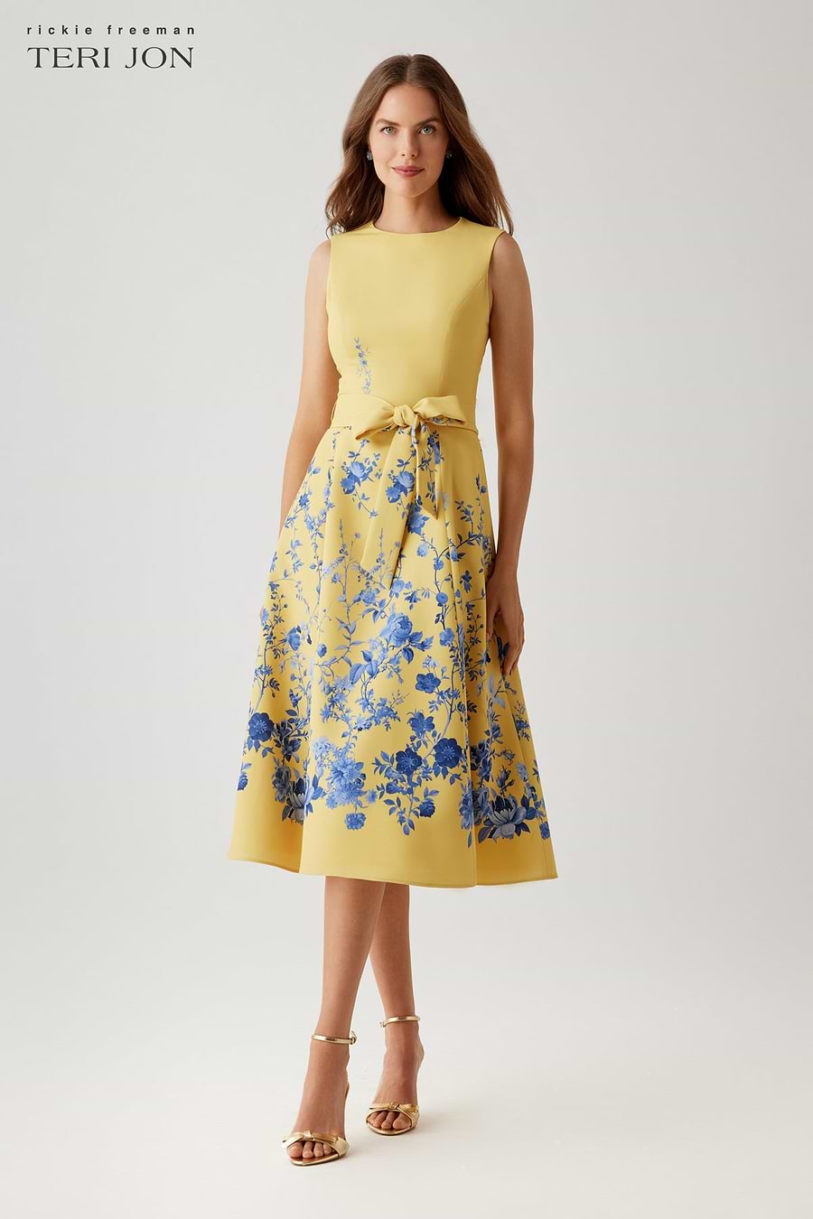 Crepe Floral Printed A-line Dress Crepe Floral Printed A-line Dress