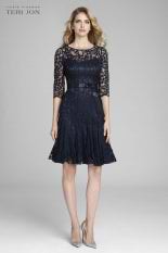 black lace fit and flare dress with sleeves Metallic Lace Flare Dress main image 0