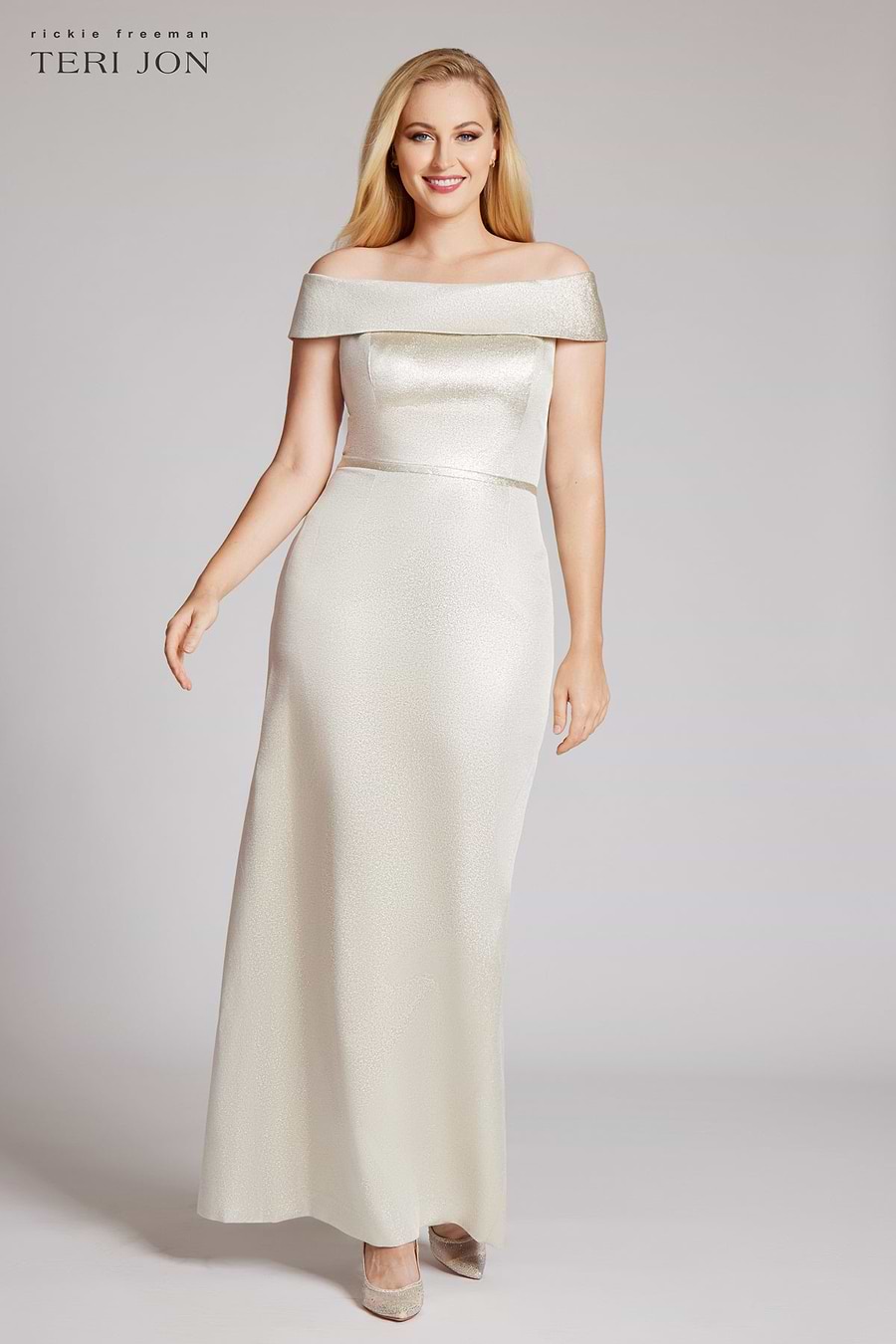 Teri Jon Jacquard Off The Shoulder Column Gown Size 10 Teri Jon Jacquard Off The Shoulder Column Gown Size 10