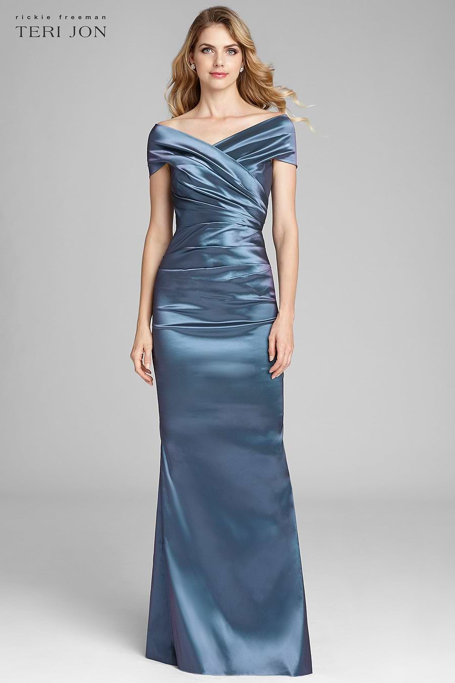 formal / gown teri jon dresses Teri Jon by Rickie Freeman Women's Floral Off-the-Shoulder Taffeta A-Line Gown - Mint Mult