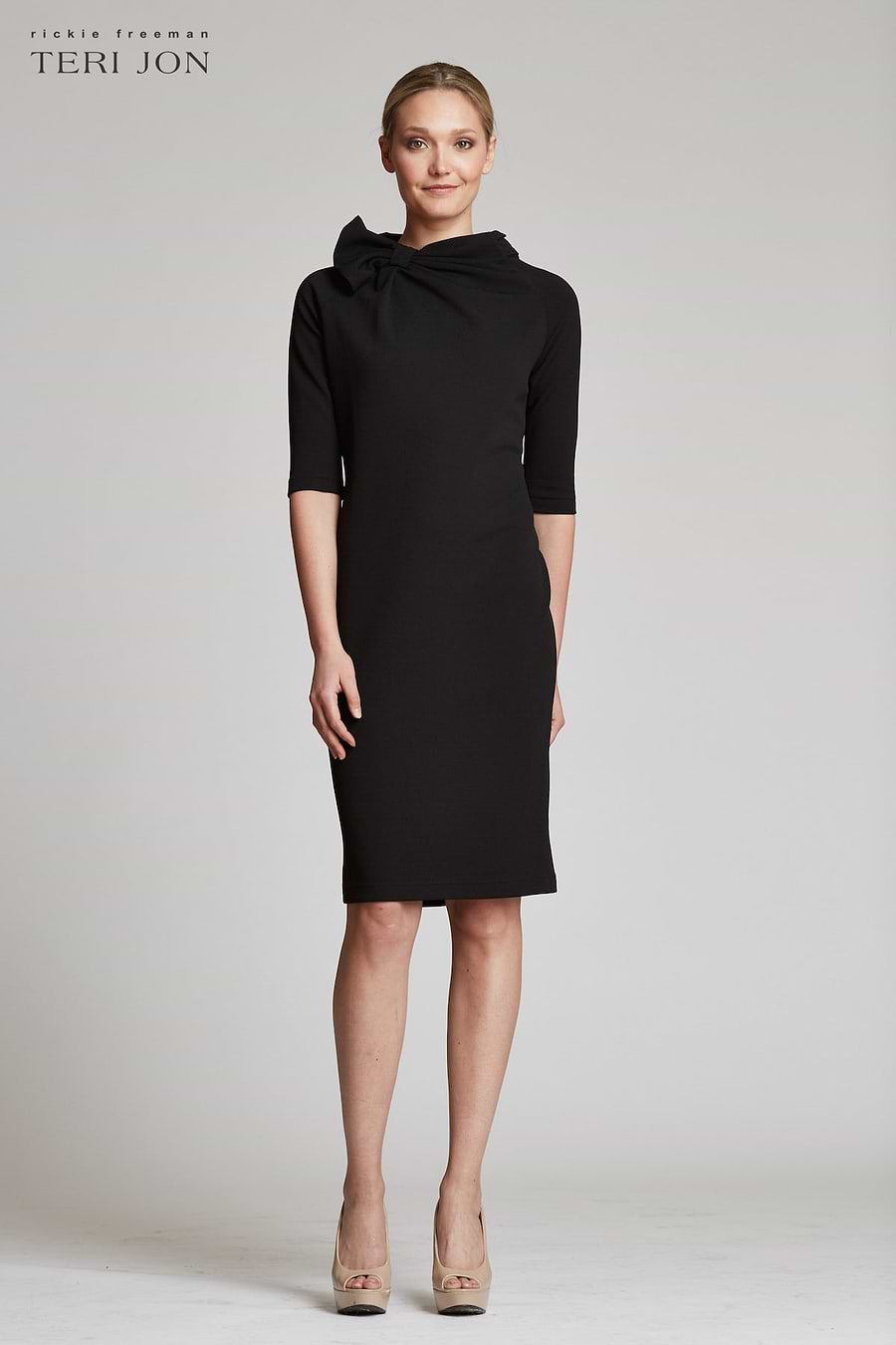 3/4 Sleeve Bow Neck Sheath Dress – Terijon.com 3/4 Sleeve Bow Neck Sheath Dress – Terijon.com