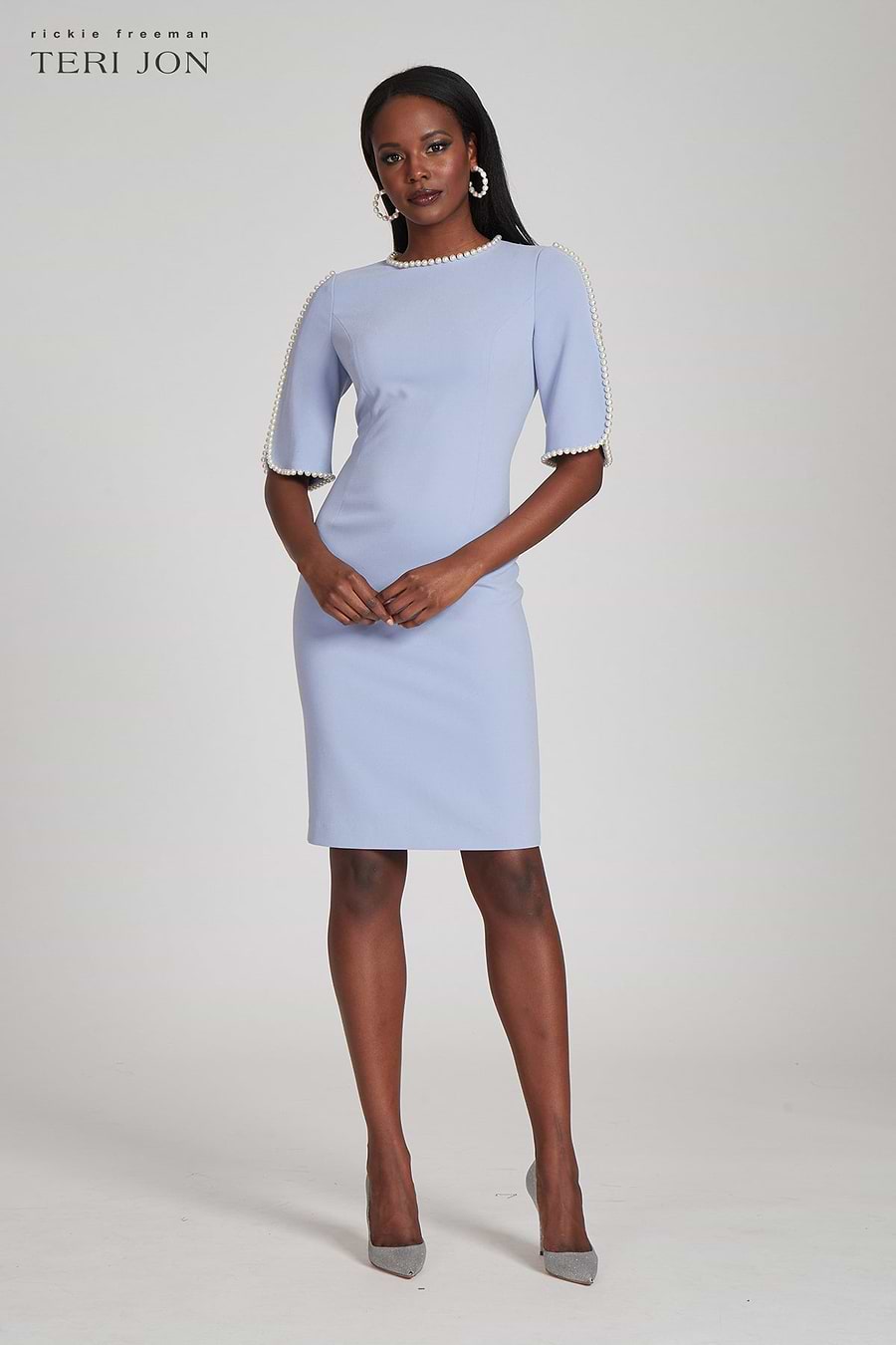 cotton sheath dress with sleeves Shealyn 3/4 Sleeve Stretch Cotton Dress