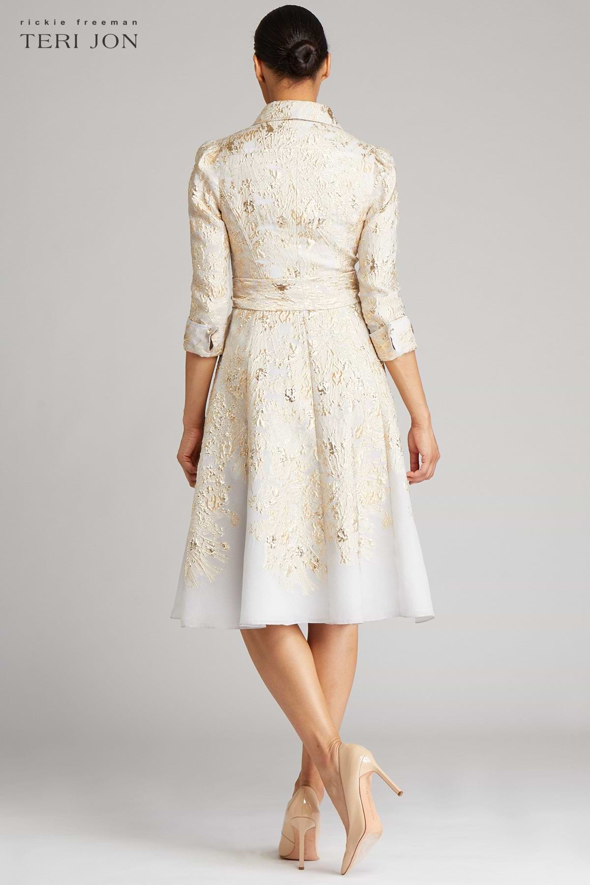 Metallic Jacquard Shirtdress | Teri Jon – Terijon.com