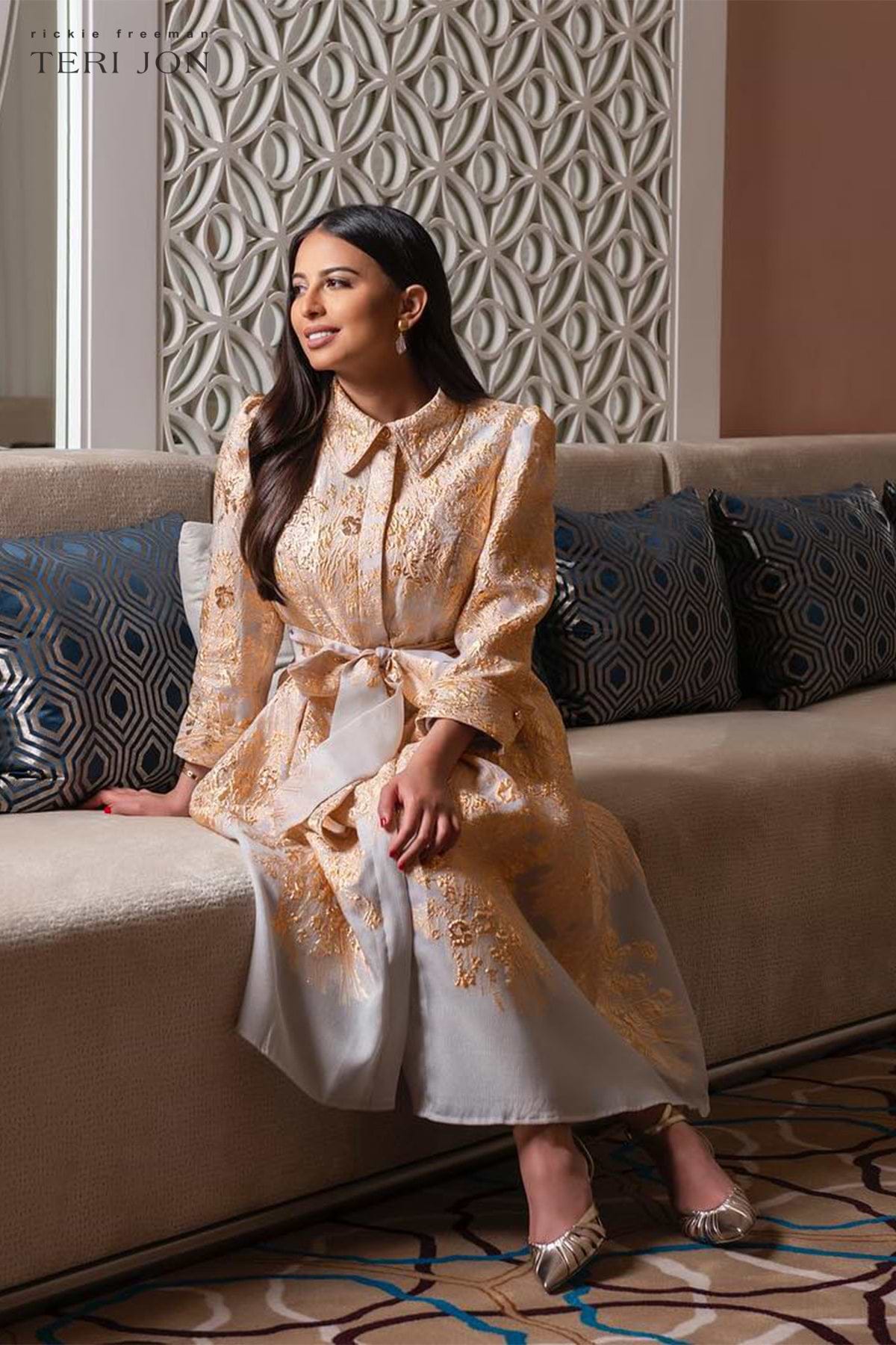 Metallic Jacquard Shirtdress | Teri Jon – Terijon.com