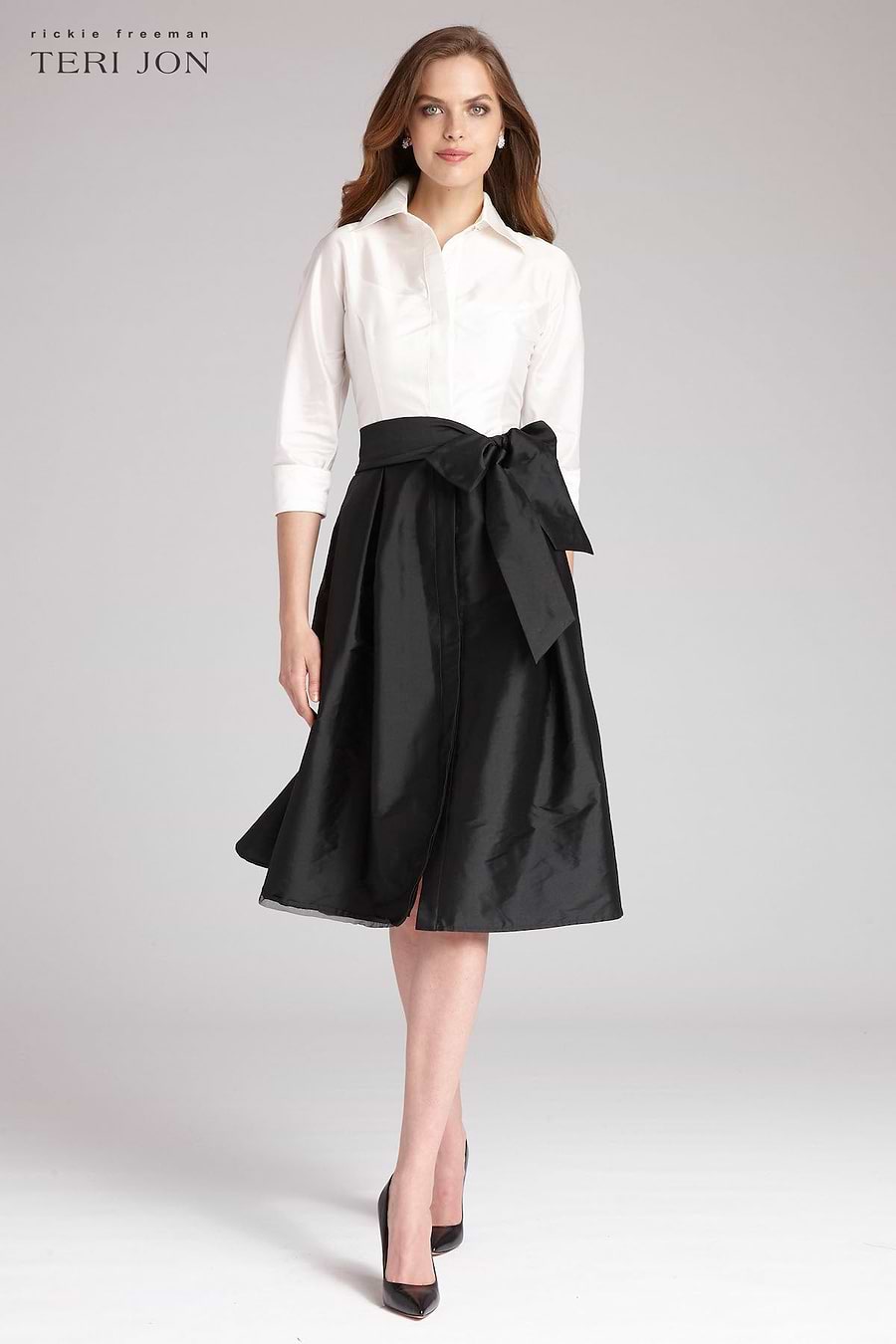 Color Block Taffeta Shirtdress | Teri Jon Terijon.com Color Block Taffeta Shirtdress | Teri Jon Terijon.com