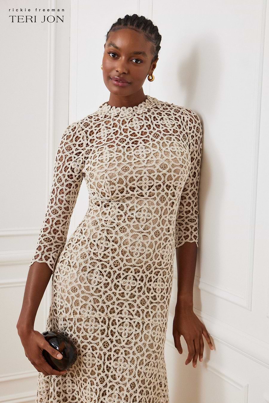 tan lace dress with sleeves Dresses