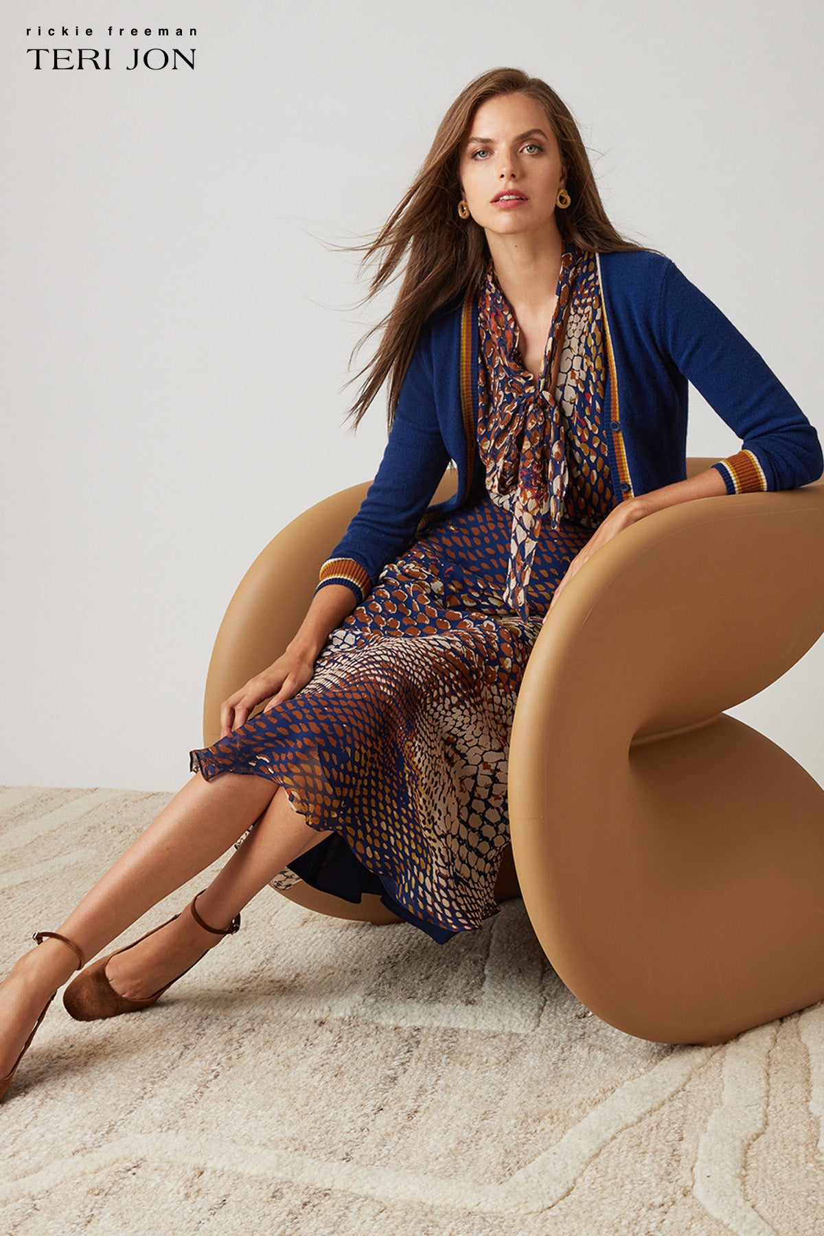 Chiffon Tie Neck Print Fit And Flare Dress – Terijon.com
