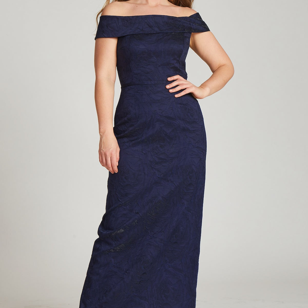 Off The Shoulder Jacquard Gown – Terijon.com