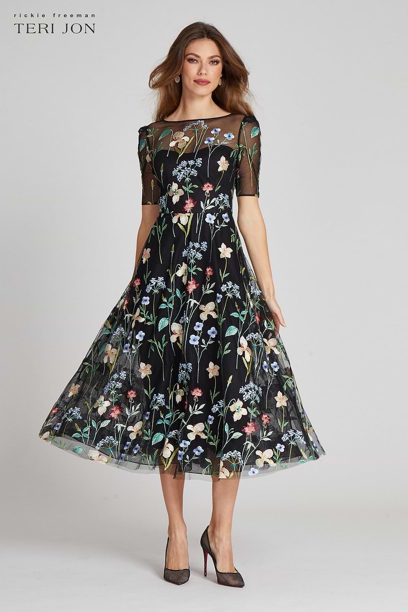 Embroidered Tulle Dress With Floral Print Terijon.com Embroidered Tulle Dress With Floral Print Terijon.com