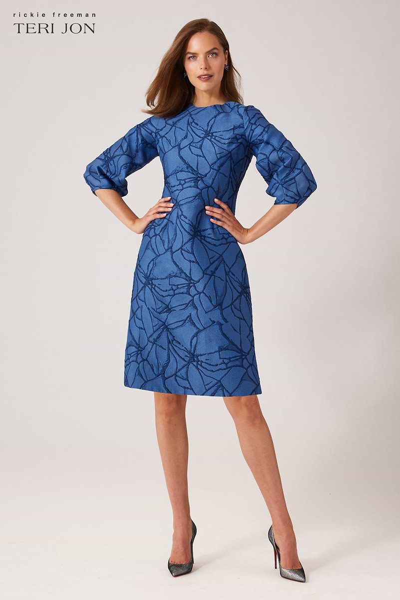 balloon sleeve jacquard elegant dress ecru product info and reviews Beige Floral Jacquard Puff Sleeve Mini Dress - Event Dresses