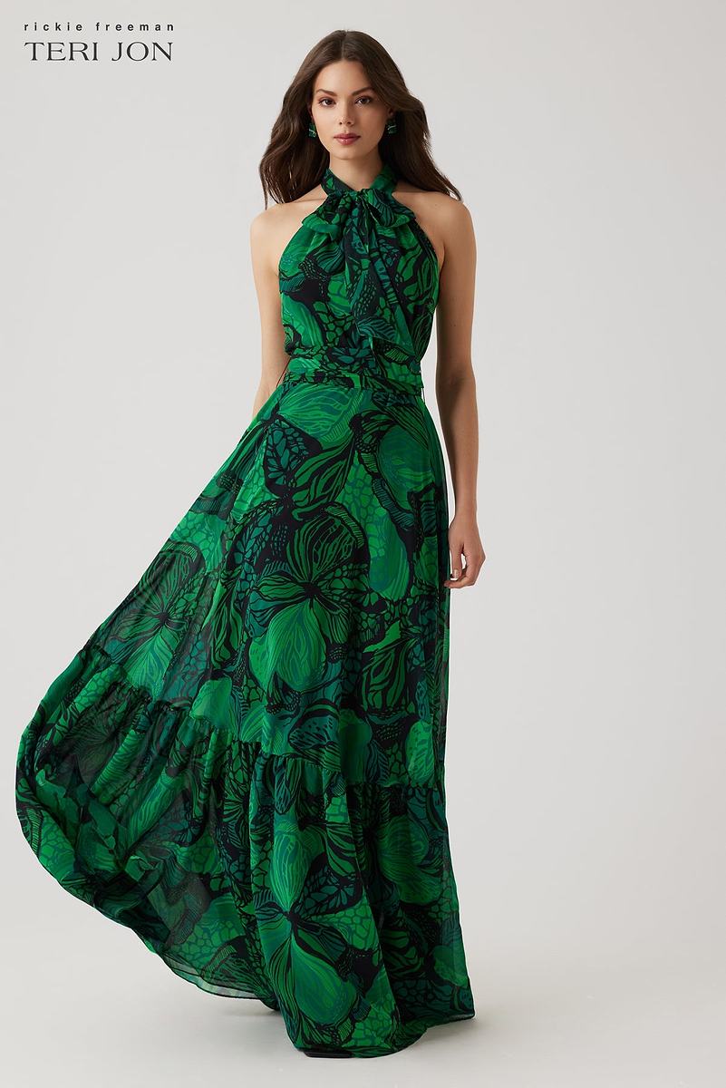 slim fit dress slacks Apple Green Halter Chiffon Formal Gown main image 1