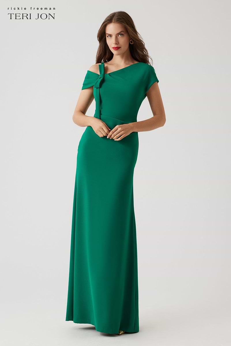 Crepe Asymmetrical Gown Crepe Asymmetrical Gown