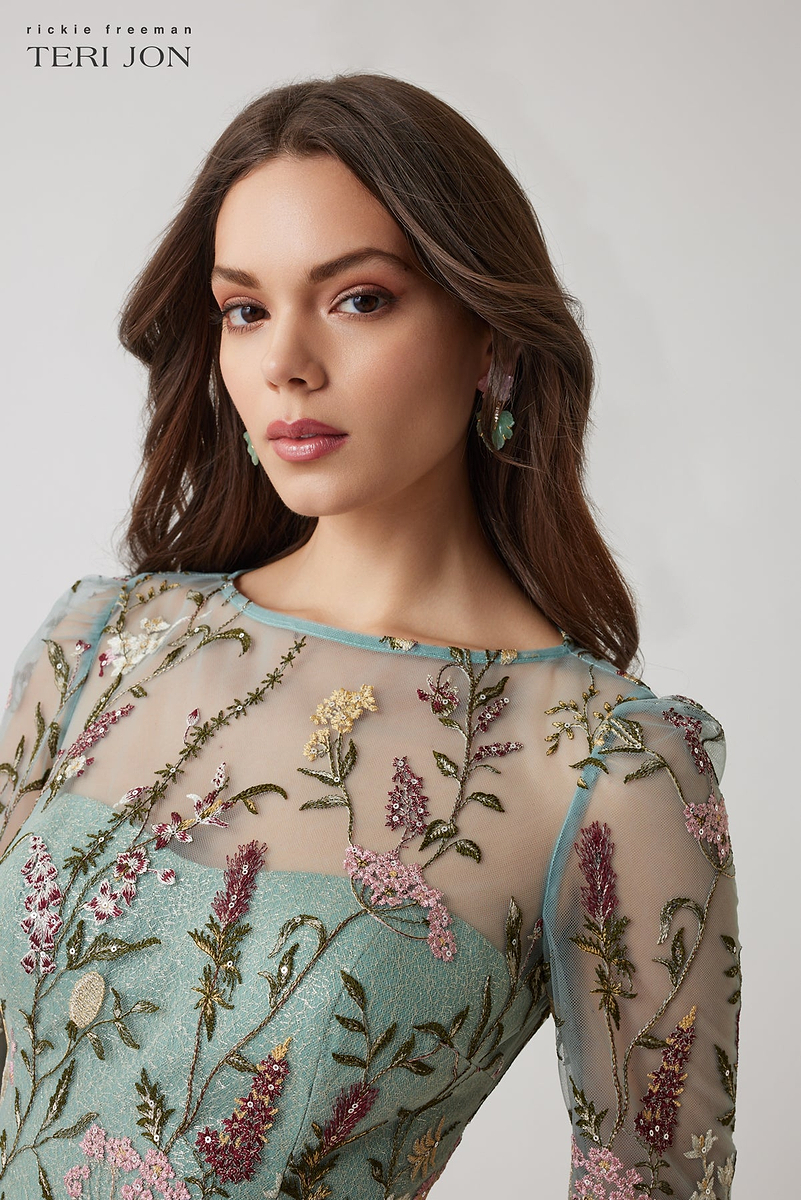 Embroidered Tulle A Line Gown – Terijon.com