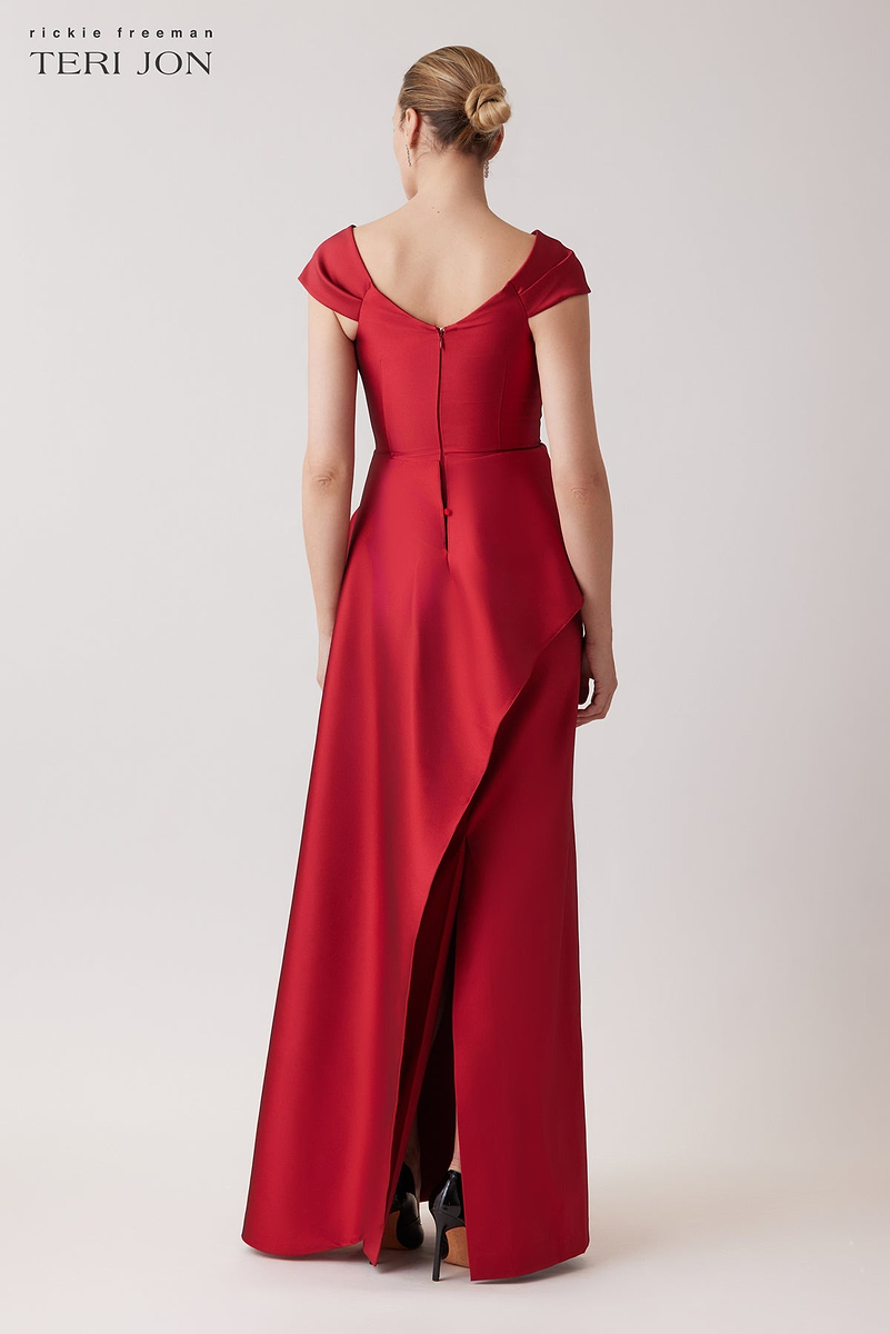 Stretch Gazar Ruched Peplum Gown – Terijon.com