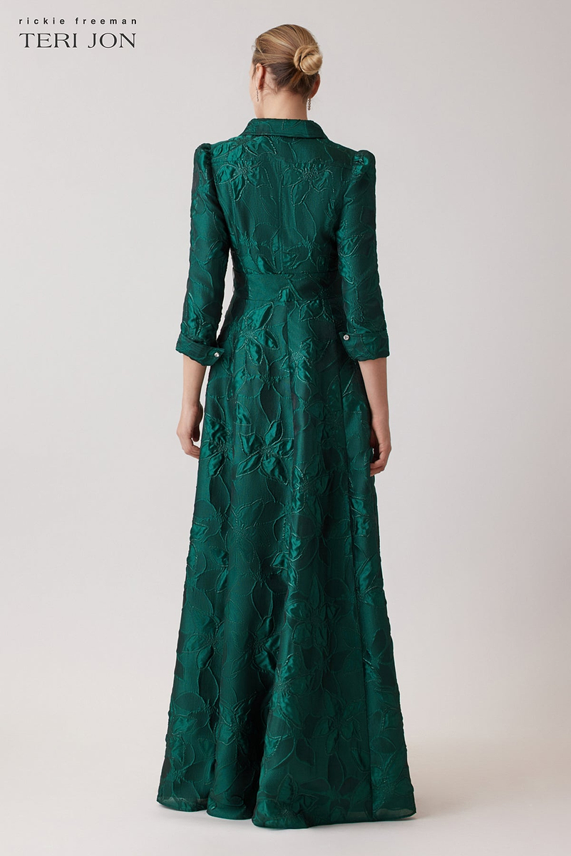 teri jon shirt dress By Rickie Freeman Women's Taffeta Gown - Multi - Size 4 Three quarter sleeves Teri Jon Eyelet Skirt Shirt