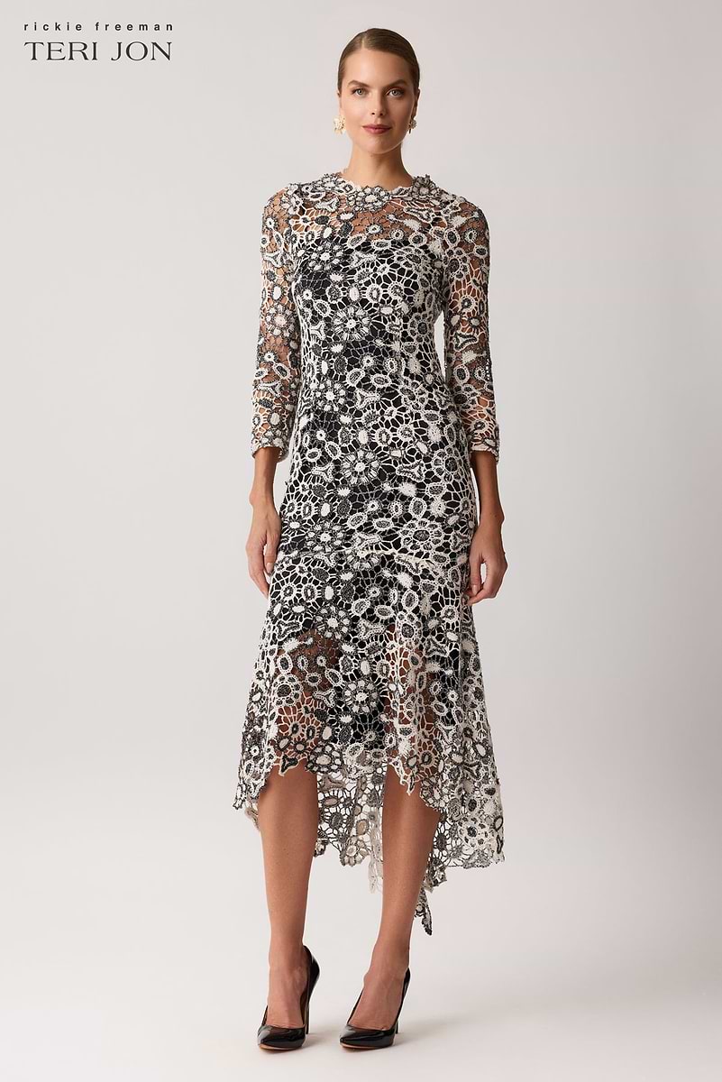Crochet Lace High Low Midi Dress Terijon.com Crochet Lace High Low Midi Dress Terijon.com
