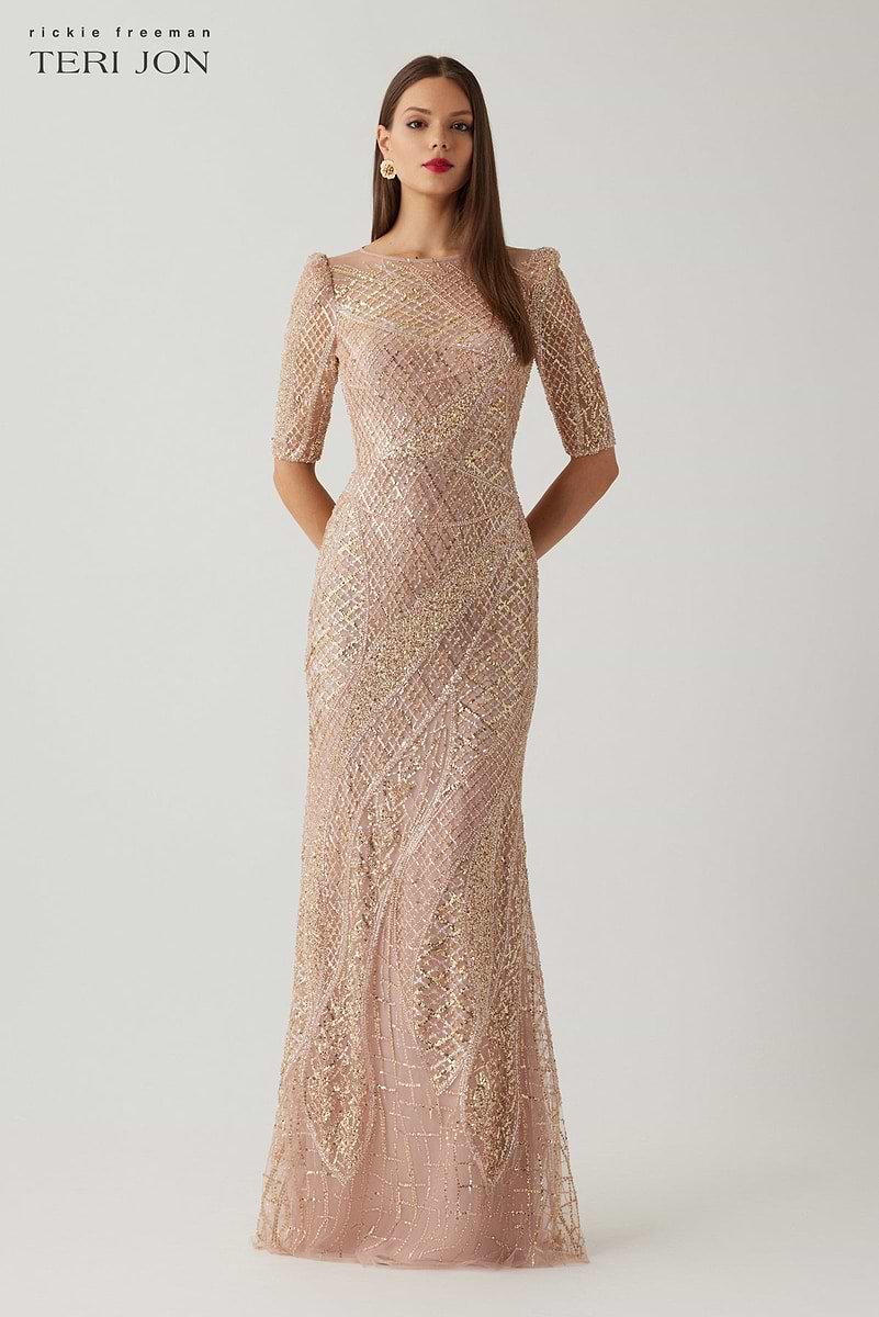 Art Deco Beaded Tulle Gown – Terijon.com
