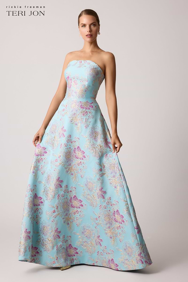 Rickie Freeman for Teri Jon Floral Jacquard Gown